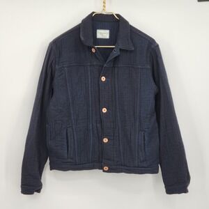 Billy Reid Men's Dark Blue Wool Blend Trucker Shacket Size M